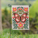 Floral Patterned Butterfly Suede Flag Garden