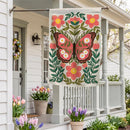 Floral Patterned Butterfly Suede Flag House