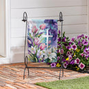 Tulip & Easter Lily Cross Suede Garden Flag