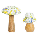 Seaside Retreat Songbird Citrus Table Decor Wood Mushroom Set of 2
