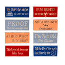 This Calls For Cake Birthday Table Decor Wood Sign Program with Display, Asst of 8, 8"L x 3.5"H