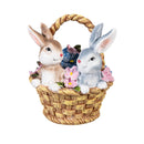 Hop Into Spring Table Decor Resin Bunnies in Flower Basket, 4"H, CDU