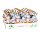 Hop Into Spring Table Decor Resin Bunnies in Flower Basket, 4"H, CDU