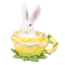Hop Into Spring Table Decor Resin Bunny in Floral Cup, 4.7"H, Asst of 2
