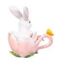 Hop Into Spring Table Decor Resin Bunny in Floral Cup, 4.7"H, Asst of 2