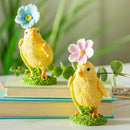 Hop Into Spring Table Decor Resin Chick with Flower, 5.75"H, Asst of 2, CDU