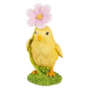 Hop Into Spring Table Decor Resin Chick with Flower, 5.75"H, Asst of 2, CDU