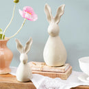 Hop Into Spring Table Decor Ceramic Bunny with Wavy Ears, Set of 2