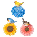 Cottage Garden Table Decor Resin Bird on Flower, 5"H, Asst of 3