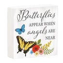Memorial Butterfly Sign Wood Block,"Butterflies Appear When Angels Are Near", 6"x6"