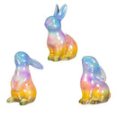 Hop Into Spring Table Decor Ceramic Rainbow Bunny, 5.75"H, Asst of 3