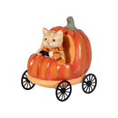 Harvest Blossom Table Decor Resin Cat in Pumpkin Car, 4.5"H