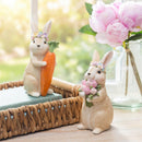 Hop Into Spring Table Decor Resin Bunny with Floral Crown, 6.5"H, Asst of 2