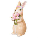 Hop Into Spring Table Decor Resin Bunny with Floral Crown, 6.5"H, Asst of 2