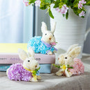 Bunny Blooms Table Decor Fabric Floral Bunny, 4.5", Set of 3