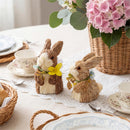 Hop Into Spring Table Decor Natural Fiber Bunny, 4.8", Set of 2, Acetate Box