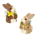 Hop Into Spring Table Decor Natural Fiber Bunny, 4.8", Set of 2, Acetate Box