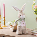 Hop Into Spring Table Decor, Fabric Bunny with Wood Wheelbarrow, 16"H