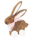 Hop Into Spring Table Decor, Wood Rabbit on Wheels, Set of 2