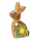 Hop Into Spring Table Decor, Wooden Rabbit with Hand Painted Flower, 7.5"H