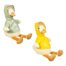 Hillside Pasture Table Decor Fabric Duck in Raincoat with Dangling Legs, 17"H, Asst of 2