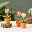 Hop Into Spring Table Decor Fabric Crochet Tulip in Pot, 5.5"H, Asst of 3, CDU