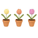 Hop Into Spring Table Decor Fabric Crochet Tulip in Pot, 5.5"H, Asst of 3, CDU