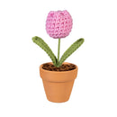 Hop Into Spring Table Decor Fabric Crochet Tulip in Pot, 5.5"H, Asst of 3, CDU