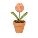 Hop Into Spring Table Decor Fabric Crochet Tulip in Pot, 5.5"H, Asst of 3, CDU