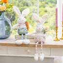 Hop Into Spring Table Decor, Fabric Bunny with Beaded Legs, 20.8"H, Asst of 2