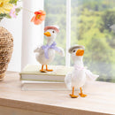 Hop Into Spring Table Decor Natural Fiber Goose with Hat, 6.3"H, Asst of 2