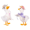 Hop Into Spring Table Decor Natural Fiber Goose with Hat, 6.3"H, Asst of 2