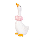 Hop Into Spring Table Decor Resin Goose with Floral Collar, 8"H, Asst of 2