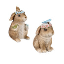 Hop Into Spring Table Decor Resin Floral Bunny, 3.75"H, Asst of 2, CDU