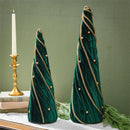 Shades of Emerald Table Decor Fabric Tree with Beads, Set of 2