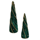 Shades of Emerald Table Decor Fabric Tree with Beads, Set of 2
