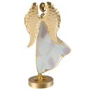 Nativity Table Decor Metal and Glass Angel, Colorful Dress, 13"H