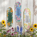 Hillside Pasture Outdoor Thermometer, Flowers, 16", 3 Asst