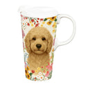 Hillside Pasture Pet Travel Cup Ceramic Perfect Cup, Golden Doodle Dog, 17oz, Gift Box