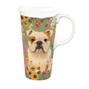 Hillside Pasture Pet Travel Cup Ceramic Perfect Cup, Bulldog, 17oz, Gift Box