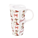 Howdy Holidays Travel Cup Ceramic Perfect Cup, Cowboy Boots, 17oz, Gift Box