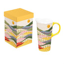 Hillside Pasture Travel Cup Ceramic Perfect Cup, Floral Hills, 17oz, Gift Box
