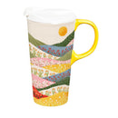 Hillside Pasture Travel Cup Ceramic Perfect Cup, Floral Hills, 17oz, Gift Box