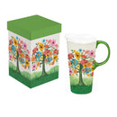Cottage Garden Travel Cup Ceramic Perfect Cup, Floral Tree, 17oz, Gift Box