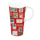 Heartfelt Cheer Travel Cup Ceramic Perfect Cup, Stamps, 17oz, Gift Box