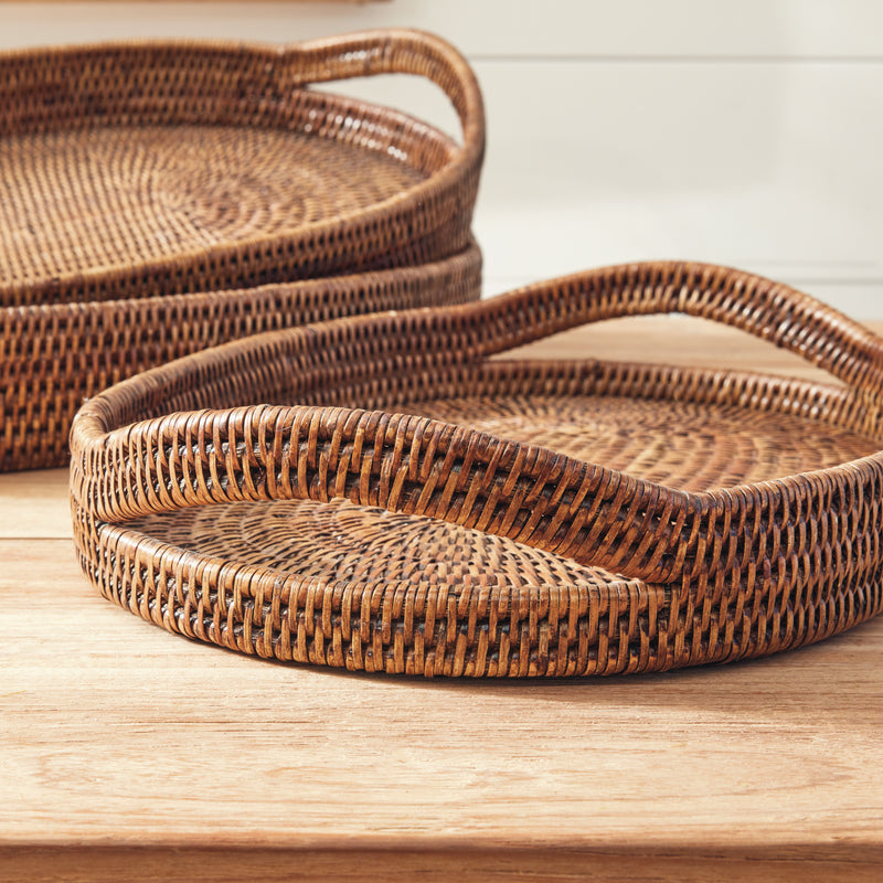 NAPA Home & Garden, BURMA RATTAN OVAL SERVING TRAYS, SET OF 3,TN217