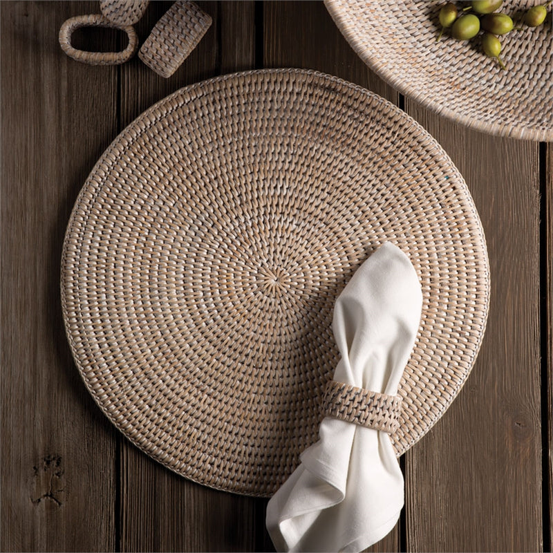 Napa Home Garden, BURMA RATTAN ROUND PLACEMAT,tn231wh