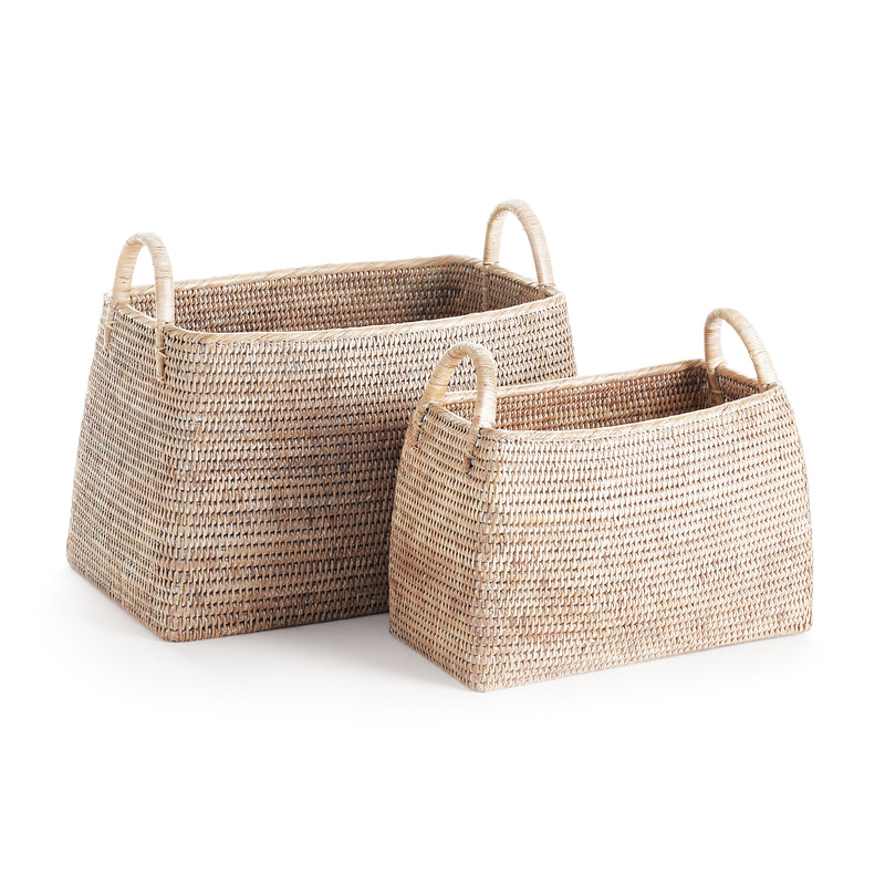 NAPA Home & Garden, BURMA RATTAN NARROW MAGAZINE BASKETS, SET OF 2,TN233WH