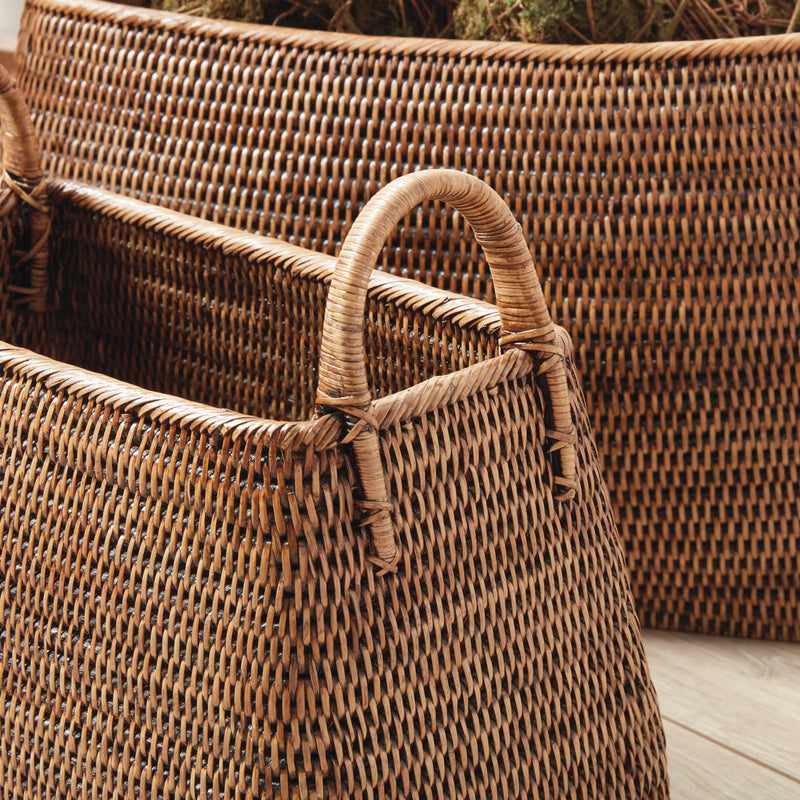 NAPA Home & Garden, BURMA RATTAN NARROW MAGAZINE BASKETS, SET OF 2,TN233