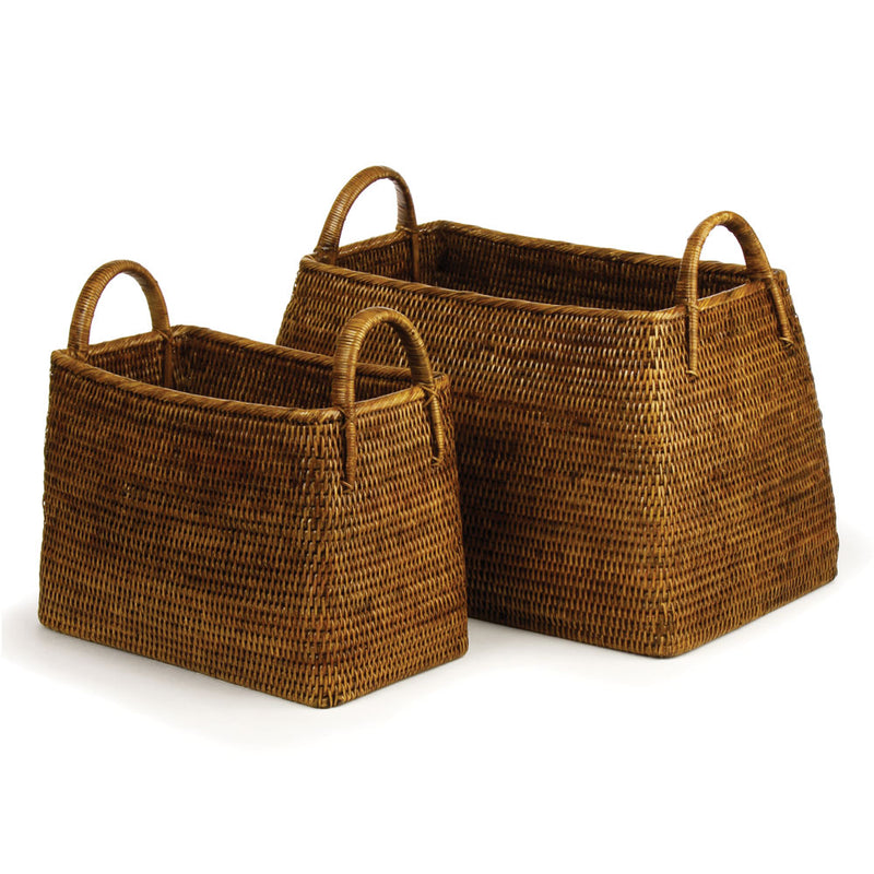 NAPA Home & Garden, BURMA RATTAN NARROW MAGAZINE BASKETS, SET OF 2,TN233